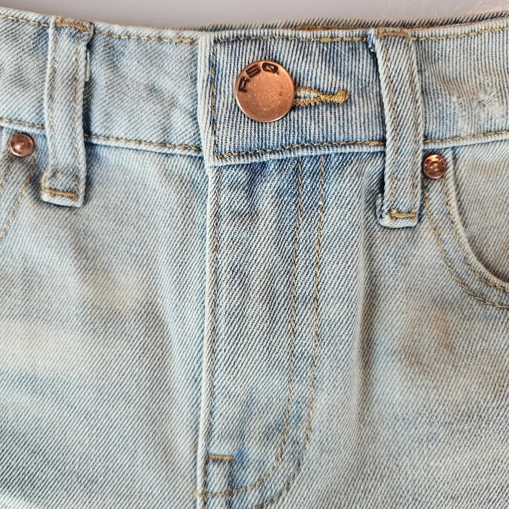 RSQ Girl Denim Shorts 7 Mid Length Short Fray Tilly Med Wash GD1006 NWT - Picture 12 of 13